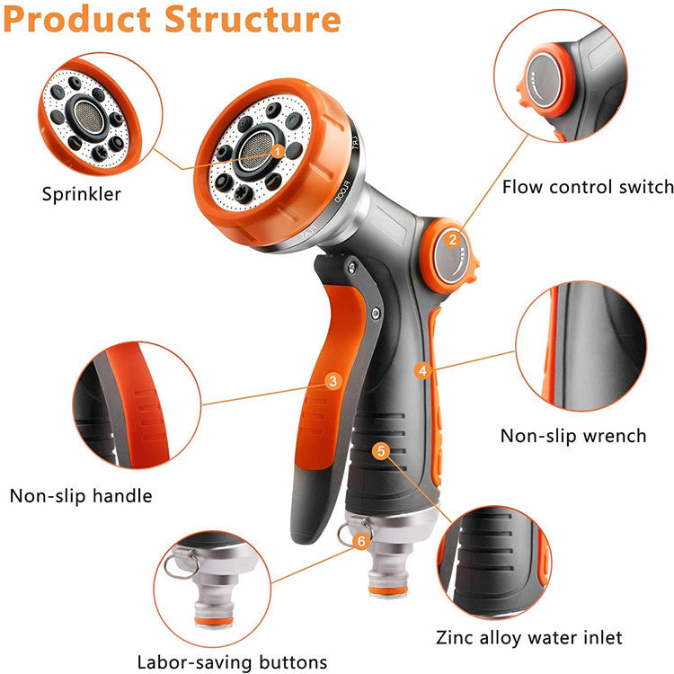 8 function adjustable water spray gun