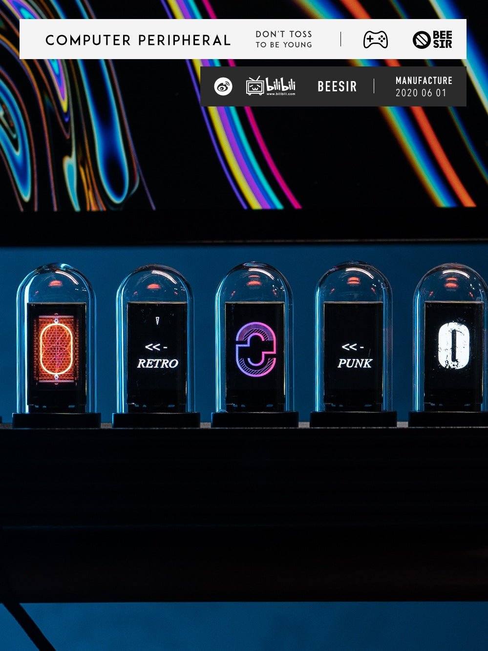 RGB pseudo glow tube clock