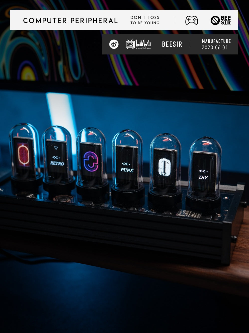 RGB pseudo glow tube clock