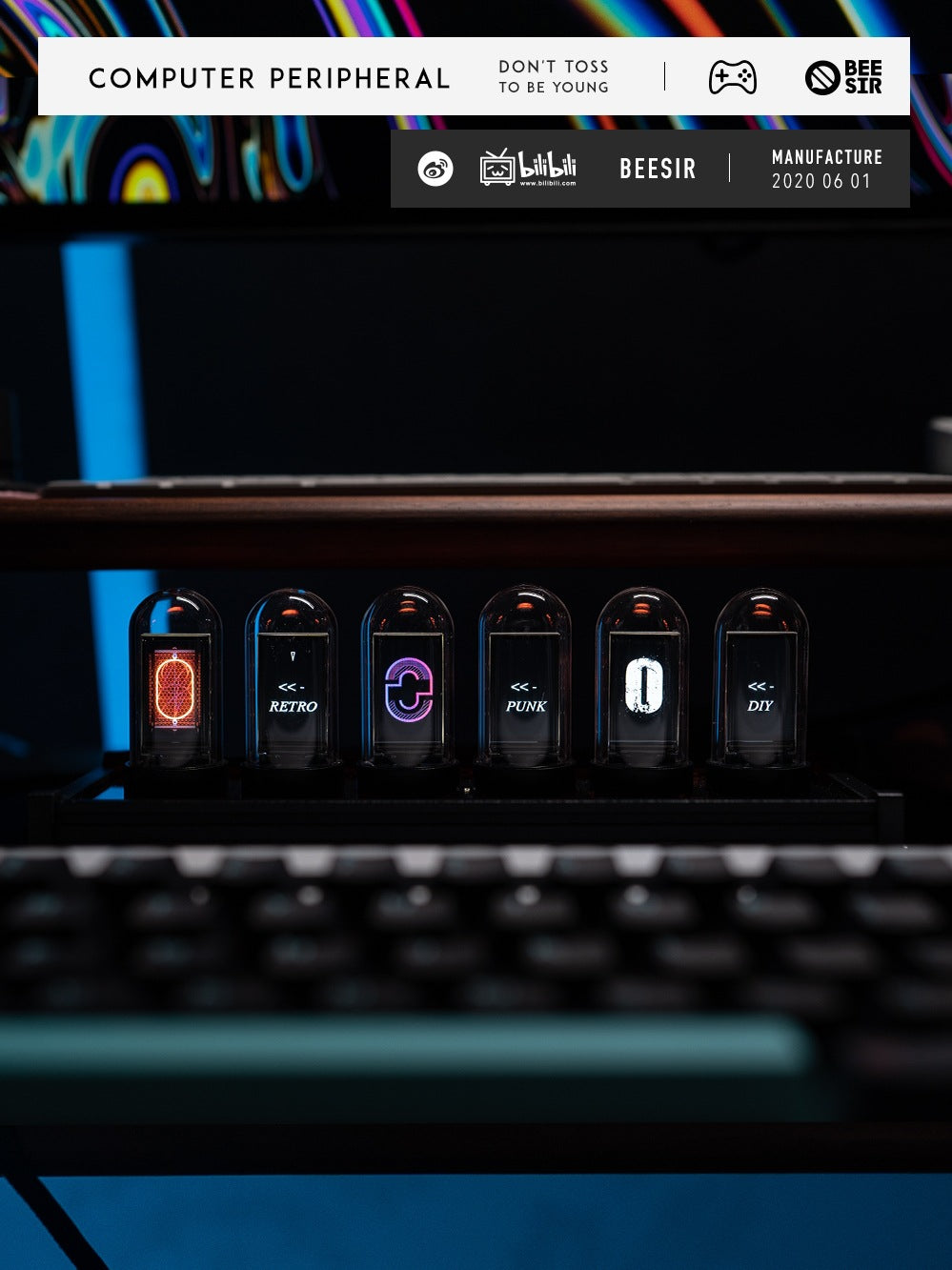 RGB pseudo glow tube clock