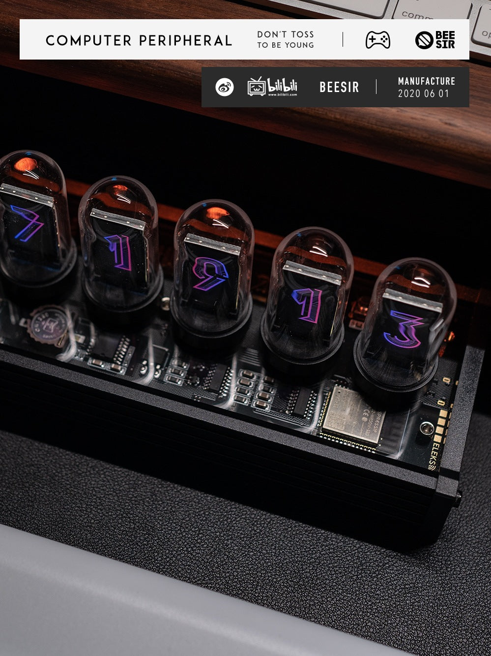 RGB pseudo glow tube clock